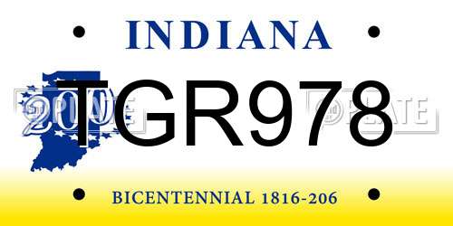 TGR978 Indiana License Plate