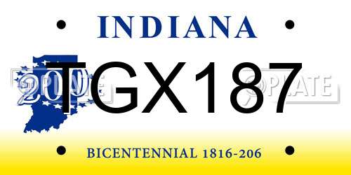 TGX187 Indiana License Plate