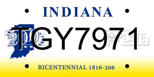 TGY7971 Indiana License Plate