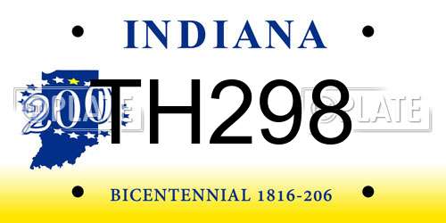 TH298 Indiana License Plate