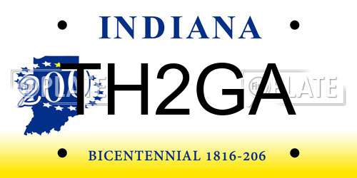 TH2GA Indiana License Plate