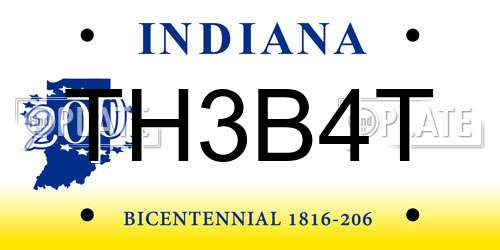 TH3B4T Indiana License Plate