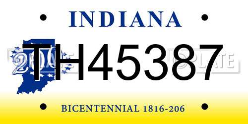 TH45387 Indiana License Plate