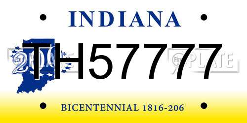 TH57777 Indiana License Plate