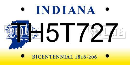 TH5T727 Indiana License Plate