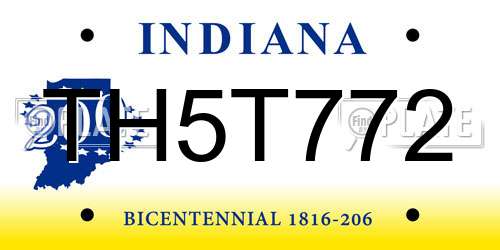 TH5T772 Indiana License Plate