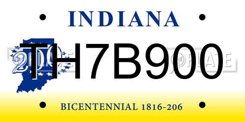TH7B900 Indiana License Plate