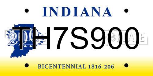 TH7S900 Indiana License Plate