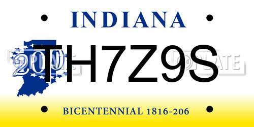 TH7Z9S Indiana License Plate