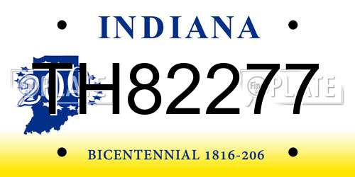 TH82277 Indiana License Plate