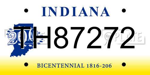 TH87272 Indiana License Plate