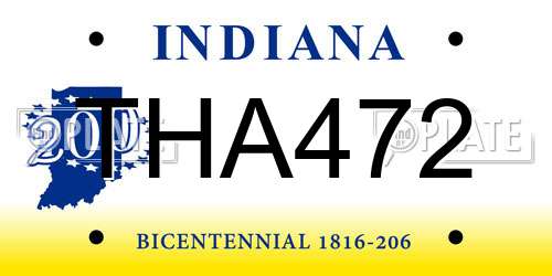 THA472 Indiana License Plate