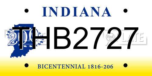 THB2727 Indiana License Plate