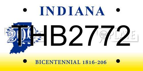 THB2772 Indiana License Plate