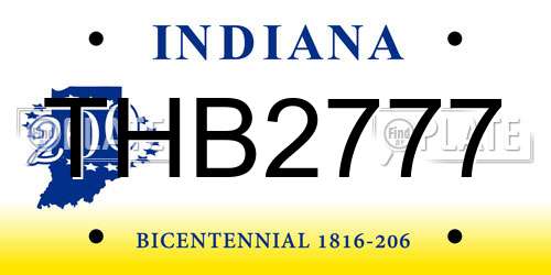 THB2777 Indiana License Plate