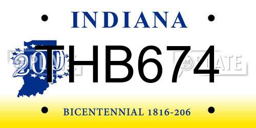 THB674 Indiana License Plate