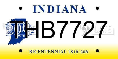 THB7727 Indiana License Plate
