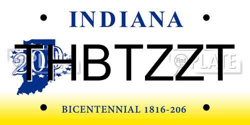 THBTZZT Indiana License Plate