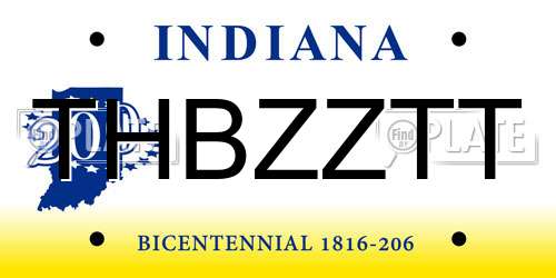 THBZZTT Indiana License Plate