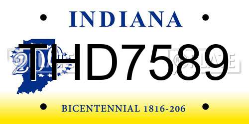 THD7589 Indiana License Plate