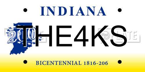 THE4KS Indiana License Plate