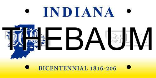 THEBAUM Indiana License Plate