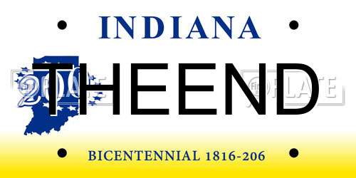 THEEND Indiana License Plate
