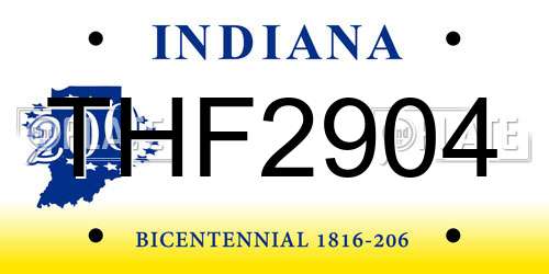 THF2904 Indiana License Plate