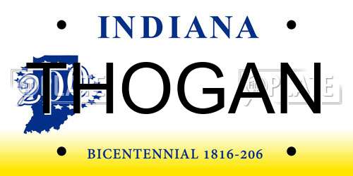 THOGAN Indiana License Plate
