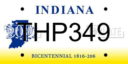 THP349 Indiana License Plate