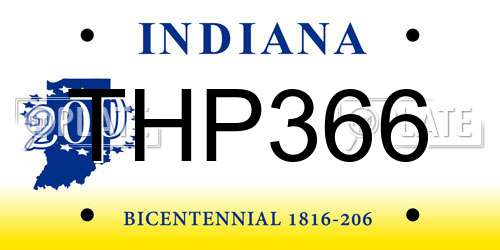 THP366 Indiana License Plate
