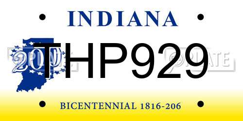 THP929 Indiana License Plate