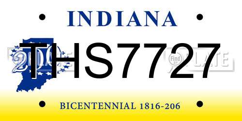 THS7727 Indiana License Plate