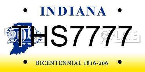 THS7777 Indiana License Plate