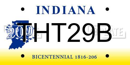 THT29B Indiana License Plate