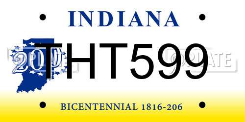THT599 Indiana License Plate