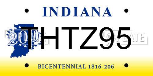 THTZ95 Indiana License Plate
