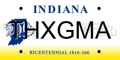 THXGMA Indiana License Plate