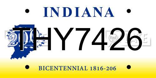 THY7426 Indiana License Plate