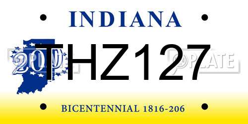 THZ127 Indiana License Plate