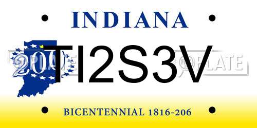 TI2S3V Indiana License Plate