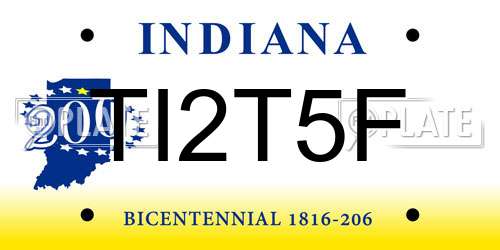 TI2T5F Indiana License Plate
