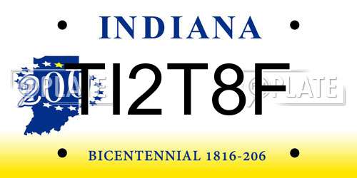 TI2T8F Indiana License Plate