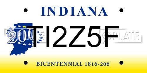 TI2Z5F Indiana License Plate