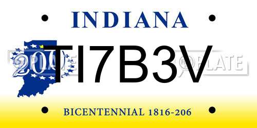 TI7B3V Indiana License Plate