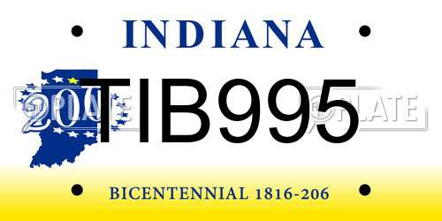 TIB995 Indiana License Plate