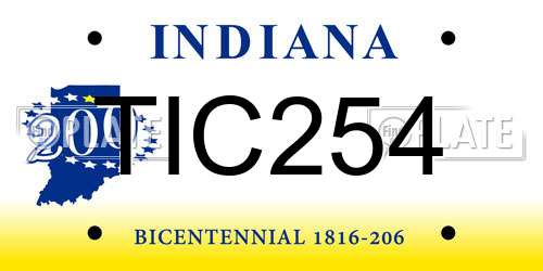 TIC254 Indiana License Plate