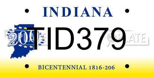 TID379 Indiana License Plate