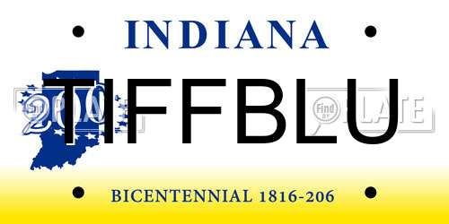 TIFFBLU Indiana License Plate