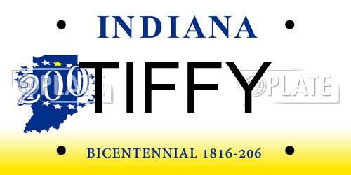 TIFFY Indiana License Plate